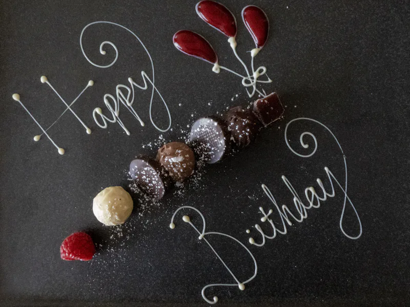 Dessert plate written Happy Birthday