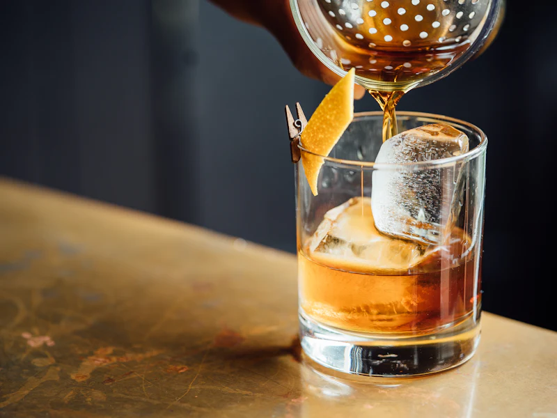 Cocktail poured over ice