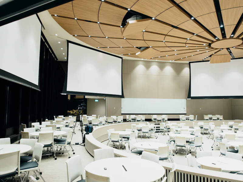 Meeting room with presentation screens