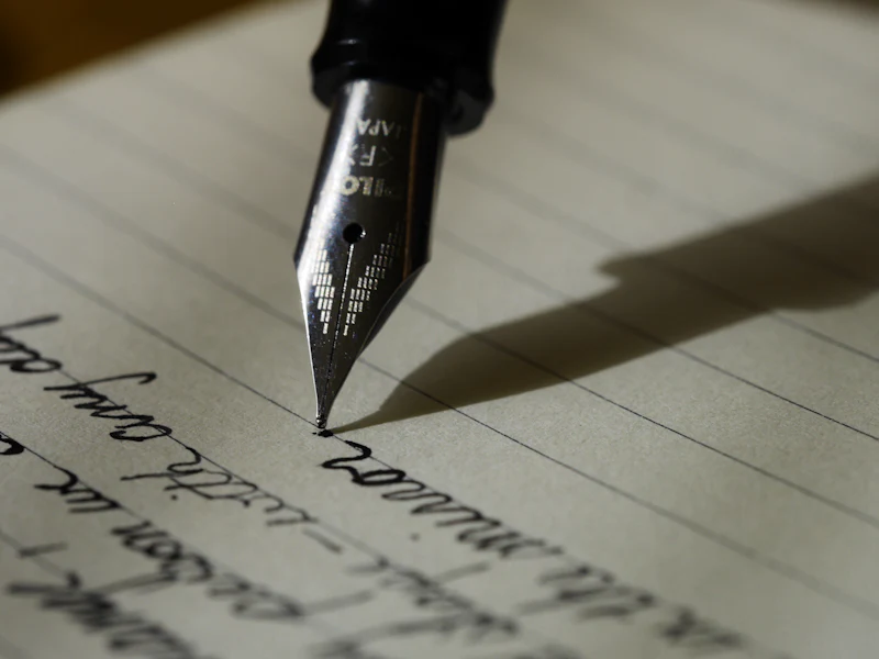 A fountain pen on a sheet of planning notes